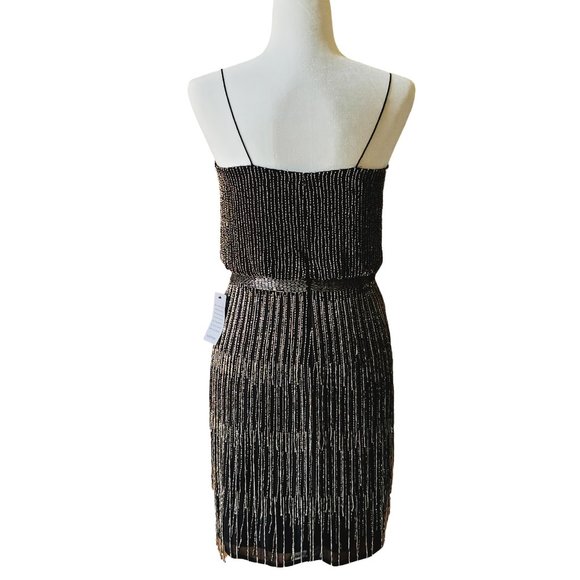 Adrianna Papell Beaded Fringe Blouson Short Dress - Picture 6 of 14